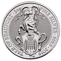 2019 British Royal Mint Queen's Beast; Yale - 2 Oz Silver Coin .9999 Pure
