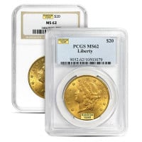 MS62 Graded $20 Liberty U.S. Gold Coin (PCGS / NGC) - Random Dates
