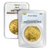 MS63 Graded $20 Liberty U.S. Gold Coin (PCGS / NGC) - Random Dates
