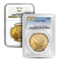 MS64 Graded $20 Liberty U.S. Gold Coin (PCGS / NGC) - Random Dates