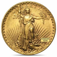 $20 St. Gaudens U.S. Gold, Almost Uncirculated (AU), 0.9675 Troy Ounce Gold Content
