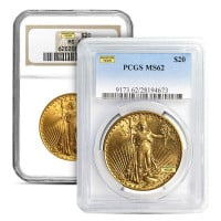 MS62 Graded St. Gaudens $20 U.S. Gold Coin (PCGS / NGC) - Random Dates
