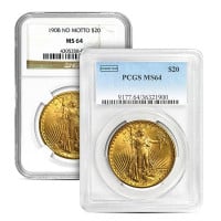 MS64 Graded St. Gaudens $20 U.S. Gold Coin (PCGS / NGC) - Random Dates