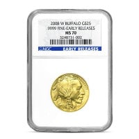 2008 MS70 Graded American Buffalo - 1/2 Troy Ounce .9999 Pure Gold (PCGS / NGC)