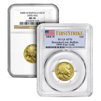 2008 MS70 Graded American Buffalo - 1/4 Troy Ounce .9999 Pure Gold (PCGS / NGC)