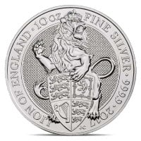 2017 British Royal Mint Queen's Beast; Lion of England - 10 Oz Silver Coin .9999 Pure