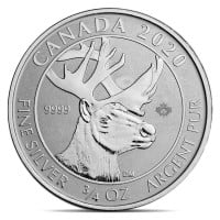 2020 3/4 Oz RCM Woodland Caribou - Reverse Proof, .9999 Silver Coin