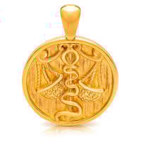 Gold Pendant - Libra **Hybrid Finish** - 15.8 Grams, 24K Pure