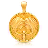 Gold Pendant - Gemini **Hybrid Finish** - 16.8 Grams, 24K Pure