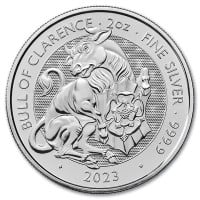 2023 British Royal Mint Tudor Beasts: Bull of Clarence - 2 Oz Silver Coin .9999 Pure
