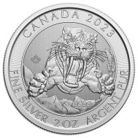 RCM Ice Age of Canada; Saber-Tooth Cat - 2 Oz Silver Coin .9999 Pure