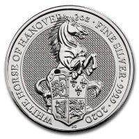 2020 British Royal Mint Queen's Beast; White Horse - 2 Oz Silver Coin .9999 Pure