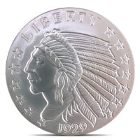 Incuse Indian Silver Round - 2 Troy Ounce, .999 Pure Silver