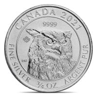 2021 3/4 Oz RCM Great Horned Owl - Reverse Proof, .9999 Silver Coin
