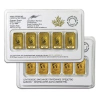 RCM 5 x 1/10 Oz Legal Tender Bar Set, In Assay, .9999 Pure (Dates Our Choice)