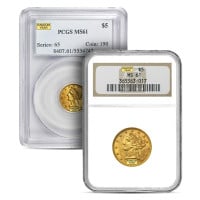 MS61 Graded $5 Liberty U.S. Gold Coin (PCGS / NGC) - Random Dates