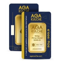 AgaBullion Gold Bar, 50 Gram, .9999 Pure in Assay Package