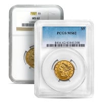 MS62 Graded $5 Liberty U.S. Gold Coin (PCGS / NGC) - Random Dates