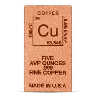 Copper BAR - Element Design, 5 AVDP Oz, .999 Pure Copper