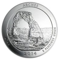 America the Beautiful - Arches National Park 5 Ounce .999 Silver