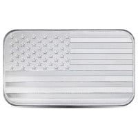 American Flag Design Silver Bar - 5 Ounce .999 Pure