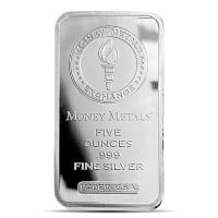 Money Metals Design Silver Bar - 5 Ounce .999 Pure (Minted)