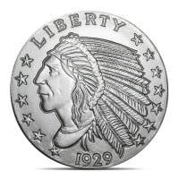 5 OUNCE Incuse Indian Silver Round - .999 Pure