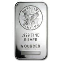 Sunshine Mint 5 Ounce Bar, .999 Pure Silver