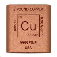 Copper BAR - Element Design, 5 Pounds, .999 Pure Copper