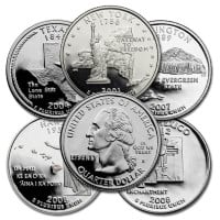 Proof State Quarters, 90% Silver (0.723 oz of silver for every $ of face value)