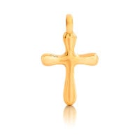 Gold Pendant - Rounded Cross **Polished Finish** - 9.2 Grams, 24K Pure