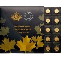 MapleGram25 - Qty 25 Maple Leaf 1 Gram Coins .9999 Pure Gold