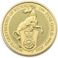 Queen's Beast White Greyhound - 1 oz .9999 Pure GOLD