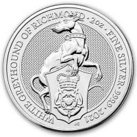 British Royal Mint Queen's Beast; White Greyhound - 2 Oz Silver Coin .9999 Pure