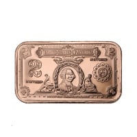 Copper BAR - $2 Banknote, 1 AVDP Oz, .999 Pure Copper