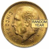 Mexican 5 Peso, .1206 Ounces Gold Content