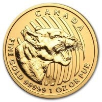 Canadian Growling Cougar - 1 Troy Oz .99999 Pure Gold