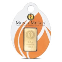 Money Metals Gold Bar, 1/2 Gram .9999 Pure in Keychain Assay Package