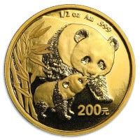 Chinese Panda, RANDOM Date .999 Gold, 1/2 Troy Ounce (Sealed)