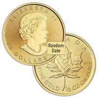 1/2 Oz Canadian Gold Maple Leaf Coins (Queen Elizabeth II - Random Date)