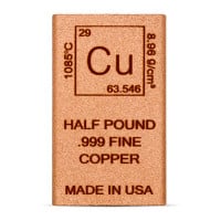 Copper BAR - Element Design, HALF POUND, .999 Pure Copper
