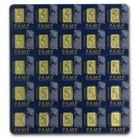 PAMP Multigram+25 Gold Bars - Qty 25 1g Bars