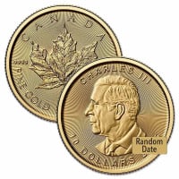 1/4 Oz Gold Canadian Maple Leaf, King Charles III - .9999 Pure (Random Date)