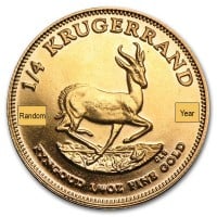 1/4 Oz South African Krugerrand Gold Coin  (22k Purity)