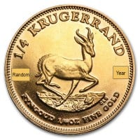 1/4 Oz South African Krugerrand Gold Coin  (22k Purity)
