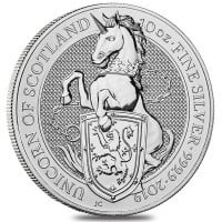 British Royal Mint Queen's Beast; Unicorn - 10 Oz Silver Coin .9999 Pure