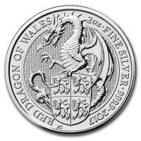 British Royal Mint Queen's Beast; Dragon - 2 Oz Silver Coin .9999 Pure