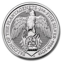 2019 British Royal Mint Queen's Beast; Falcon - 2 Oz Silver Coin .9999 Pure