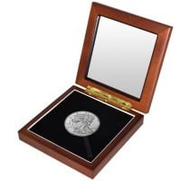 Silver American Eagle (Current Year) in Wooden Display Box - 1 Oz .999 Pure