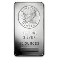 10 Oz Sunshine Mint Silver Bar, .999 Pure